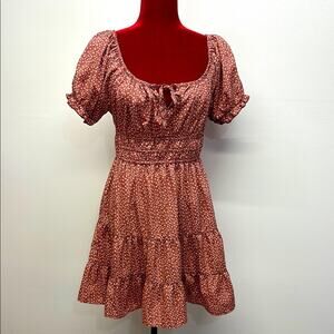 Salt & sugar| off shoulder Chic floral Dress in Brown Y2K junior size L EUC